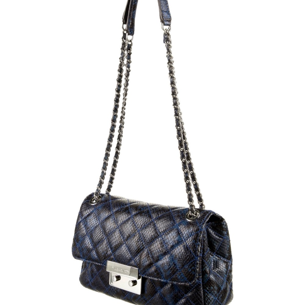 Michael Kors Blue Quilted Shoulder Bag with Chain Strap